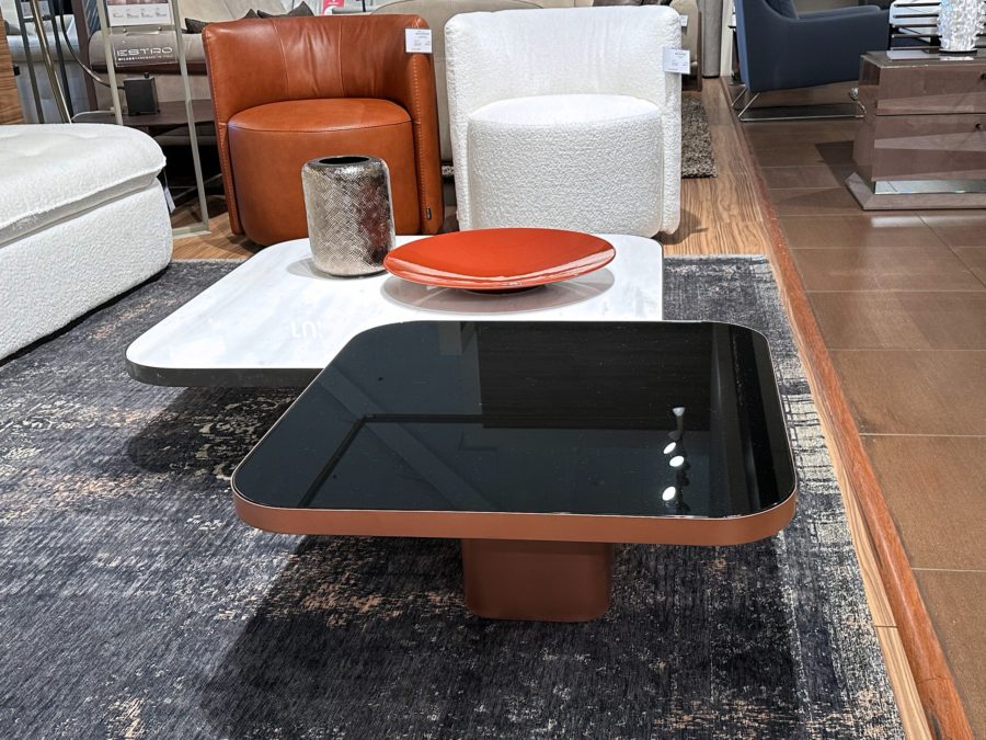 Estro Milano Spazio Coffee Table Smoked Glass Copper Base