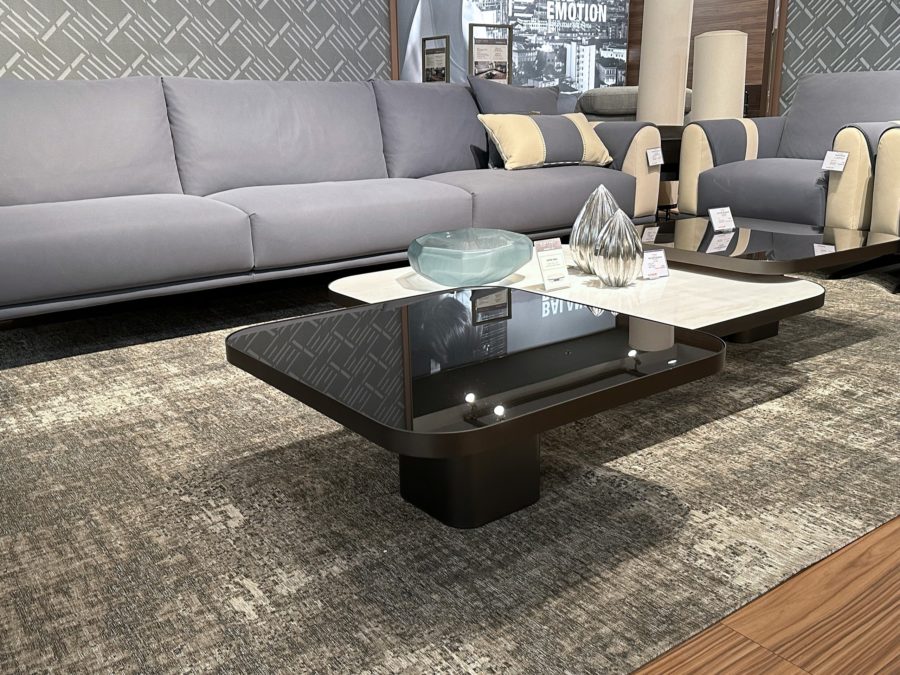 Estro Milano Spazio Coffee Table Smoked Glass Titanium Base