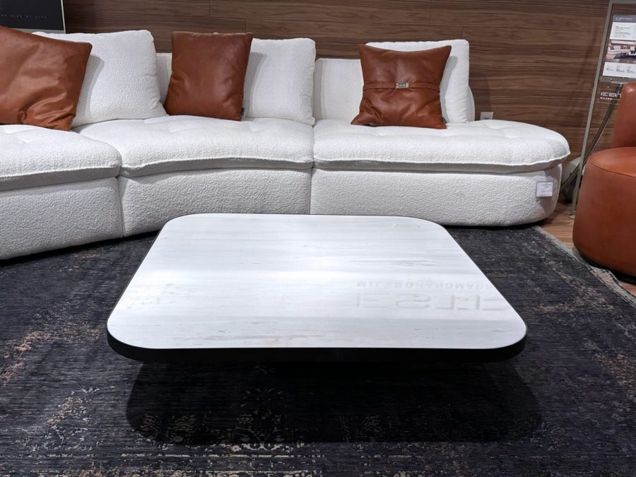 Estro Milano Spazio Coffee Table White Marble Titanium Base 2