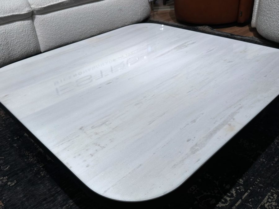 Estro Milano Spazio Coffee Table White Marble Titanium Base 3