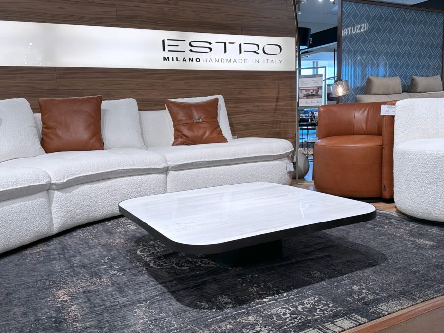 Estro Milano Spazio Coffee Table White Marble Titanium Base