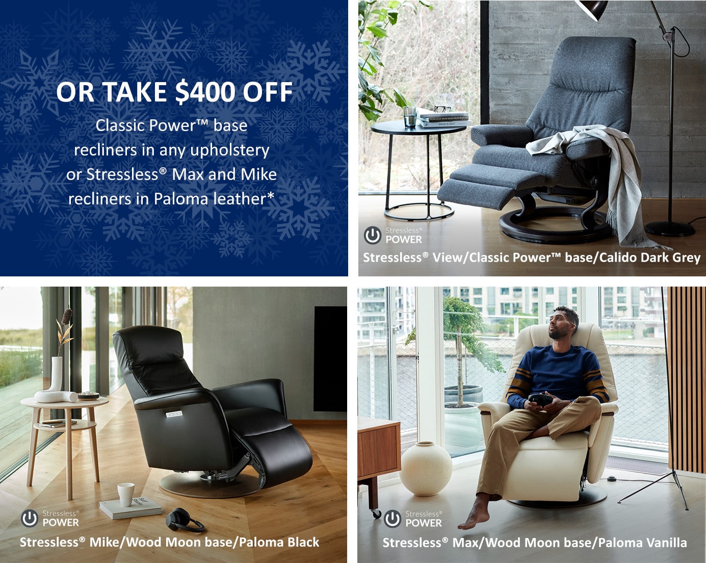 Stressless® Promo: Get $400 OFF on select power recliners