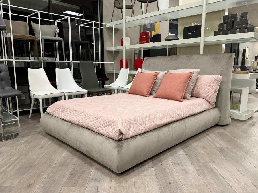 Calligaris - Michigan Queen Bed Fabric Sand Showroom View