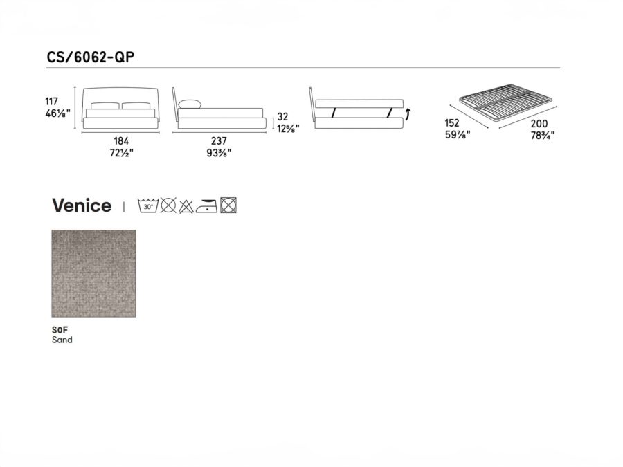 Calligaris - Michigan Queen Bed Schematics