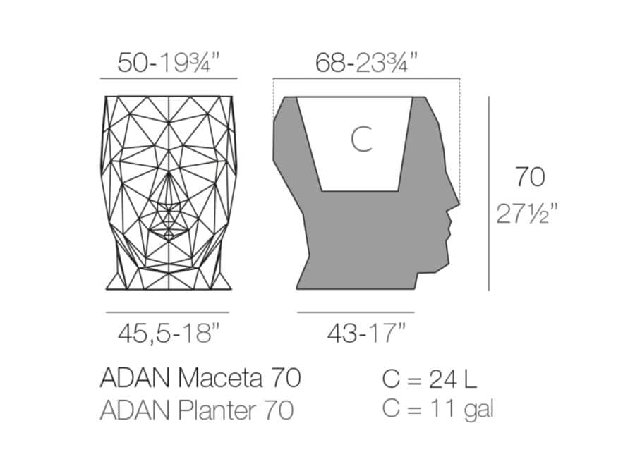 Vondom - Adan Outdoor Planter schematics