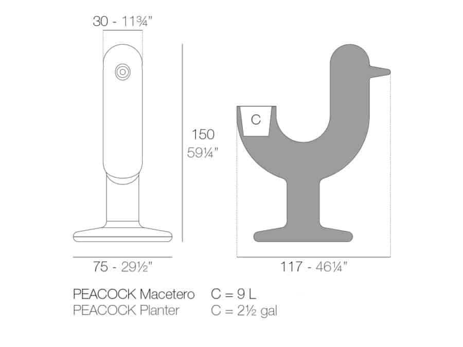 Vondom - Peacock Outdoor Planter Lacquered schematics