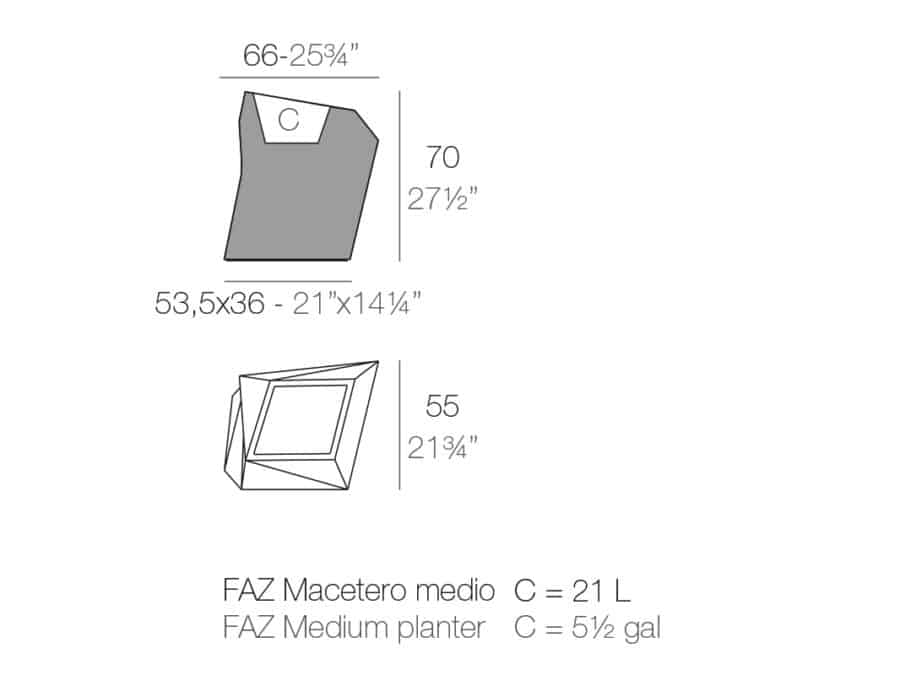 Vondom - Faz Planter Medium - dimensions