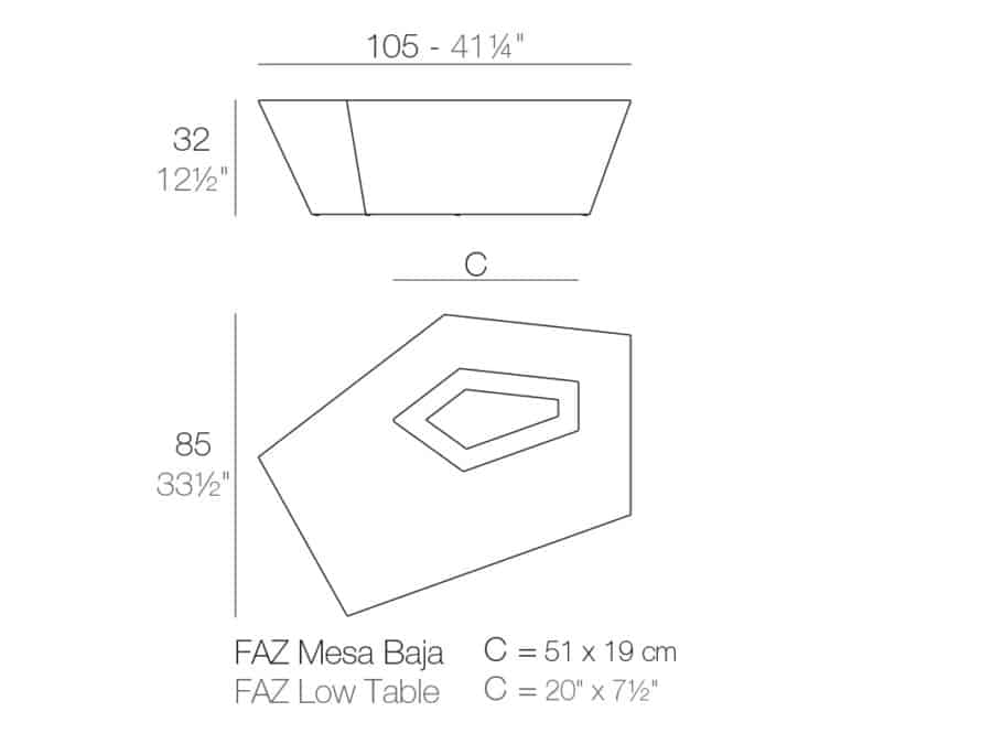 Vondom - Faz outdoor low table - dimensions