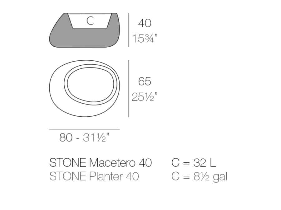 Vondom - Stone planter short - dimensions