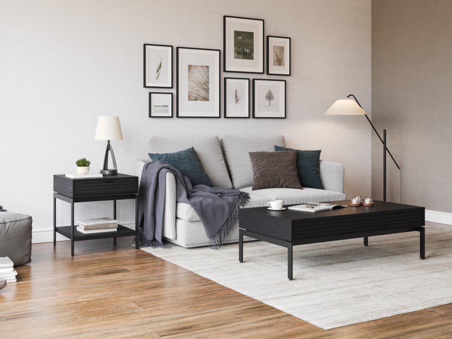 BDI Cora Coffee 1172 and End Table 1176 BDI Ebonized Ash contemporary wood occasional furniture