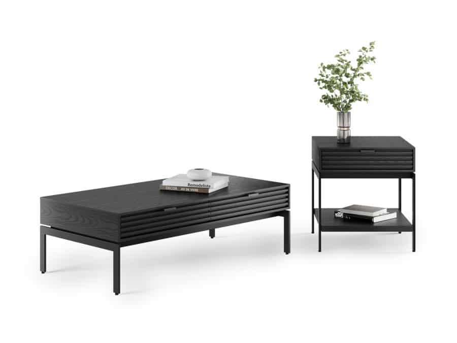 BDI Cora Coffee 1172 and End Table 1176 BDI Ebonized Ash contemporary wood occasional furniture
