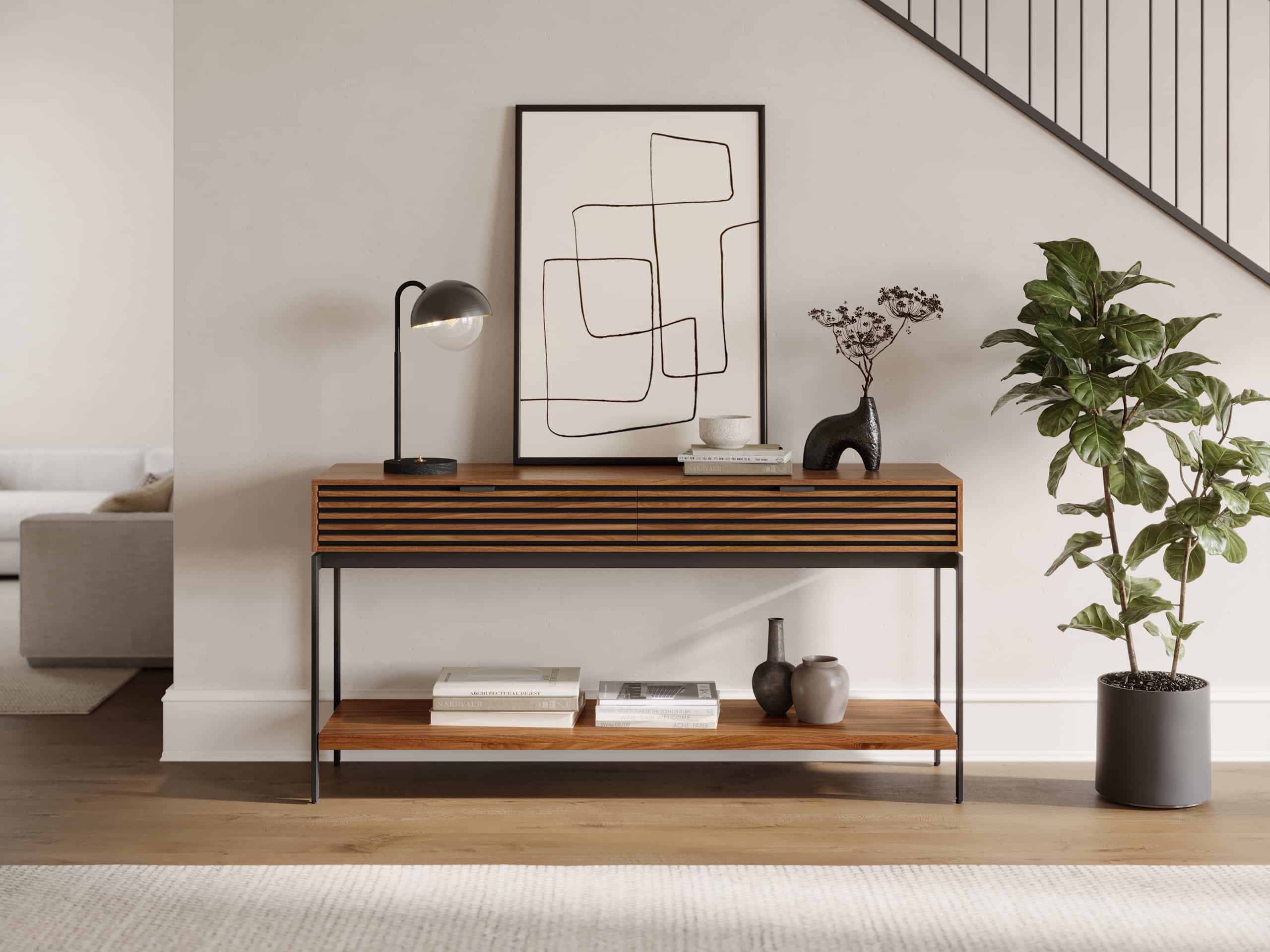 BDI Cora Console Table 1173 Natural Walnut contemporary wood occasional storage furniture
