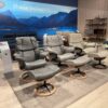 Stressless Reno Signature Collection (S, M, L) in Paloma leathers with Oak Base with Matt Black Metal