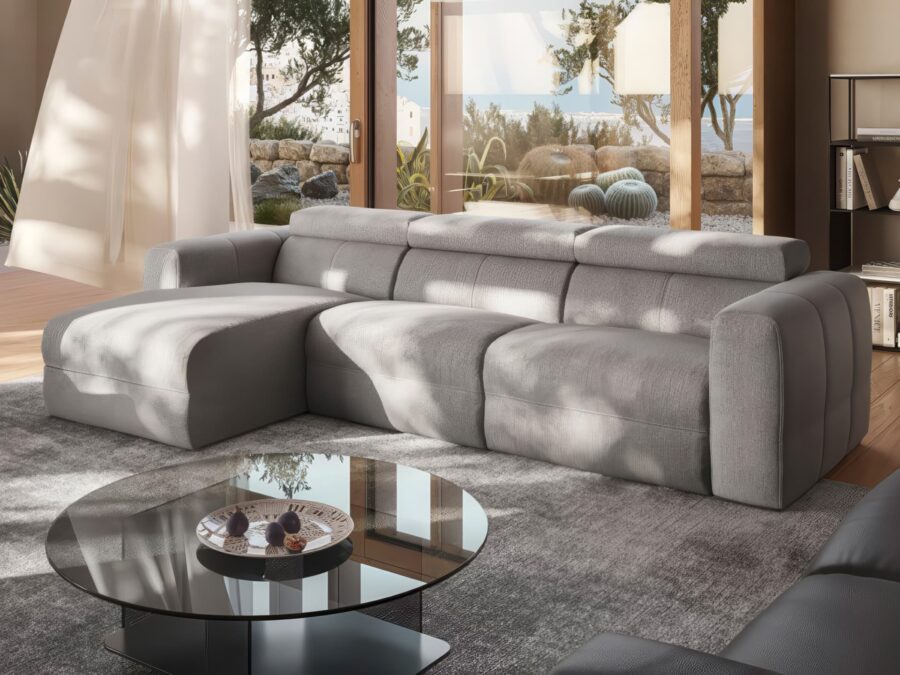 Natuzzi Italia - Balance 3030 Chaise Sofa Cool Grey