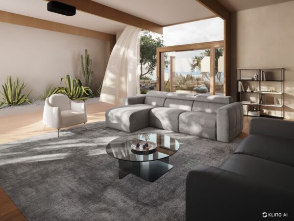 Natuzzi Italia - Balance 3030 Chaise Sofa Cool Grey - room view