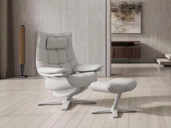 Natuzzi Italia Re-vive Quilted Recliner with ottoman
