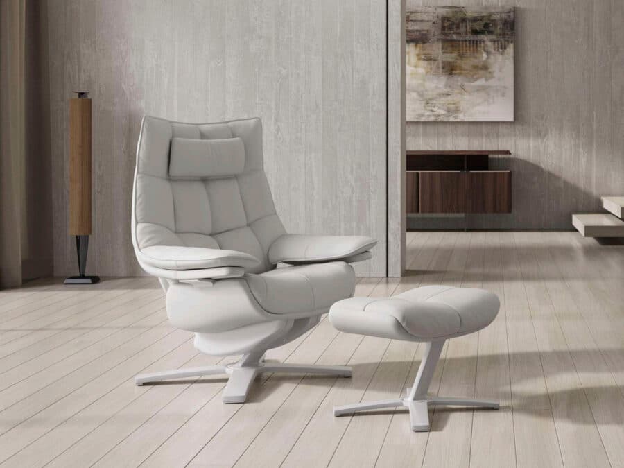 Natuzzi Italia Re-vive Quilted Recliner with ottoman