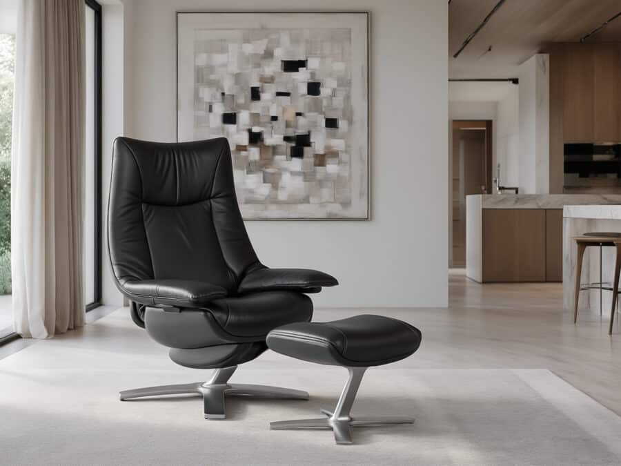 Natuzzi Italia Re-vive Casual Recliner with ottoman