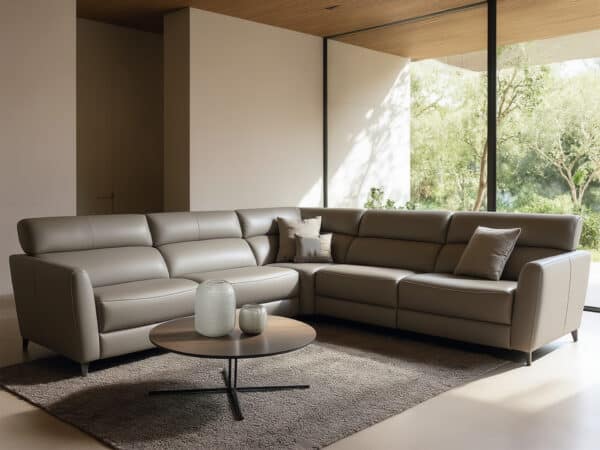 Natuzzi Italia Stan 5pc Power Reclining Sectional Grey