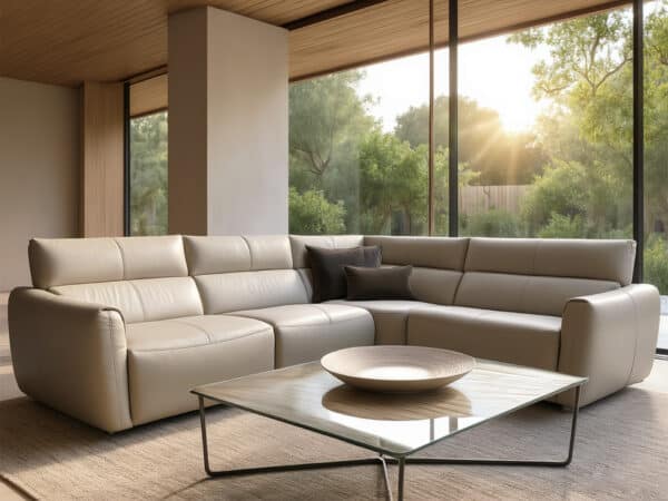 Natuzzi Italia Galaxy 4pc Power Sectional light grey