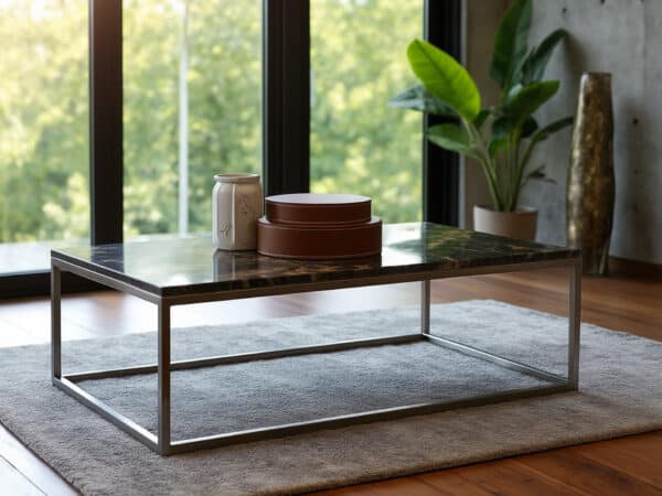 Estro Milano - Amy Coffee Table Black Marble and Yellow Pattern