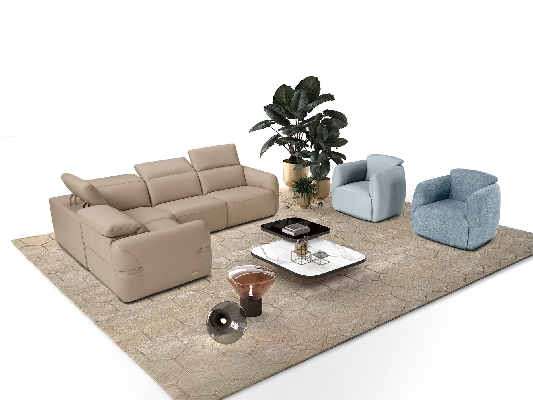 Estro Milano - Round 4pc Sectional Sand 7