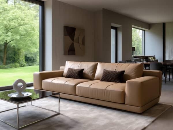 Natuzzi Italia - Melpot Sofa with shelves tan leather