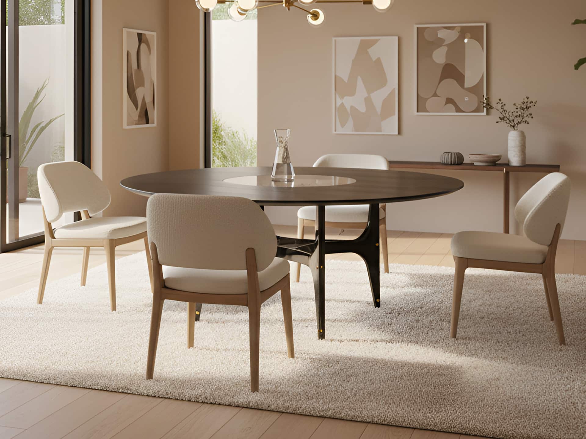 Bontempi - Universe Round Table Charcoal with Glass Ring