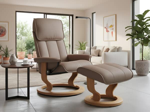 Stressless Admiral Recliner with Ottoman Classic Base and Paloma Leather
