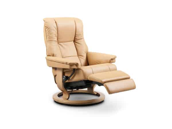 Stressless Mayfair Power Recliner with Classic Brown Base and Sand Paloma Leather