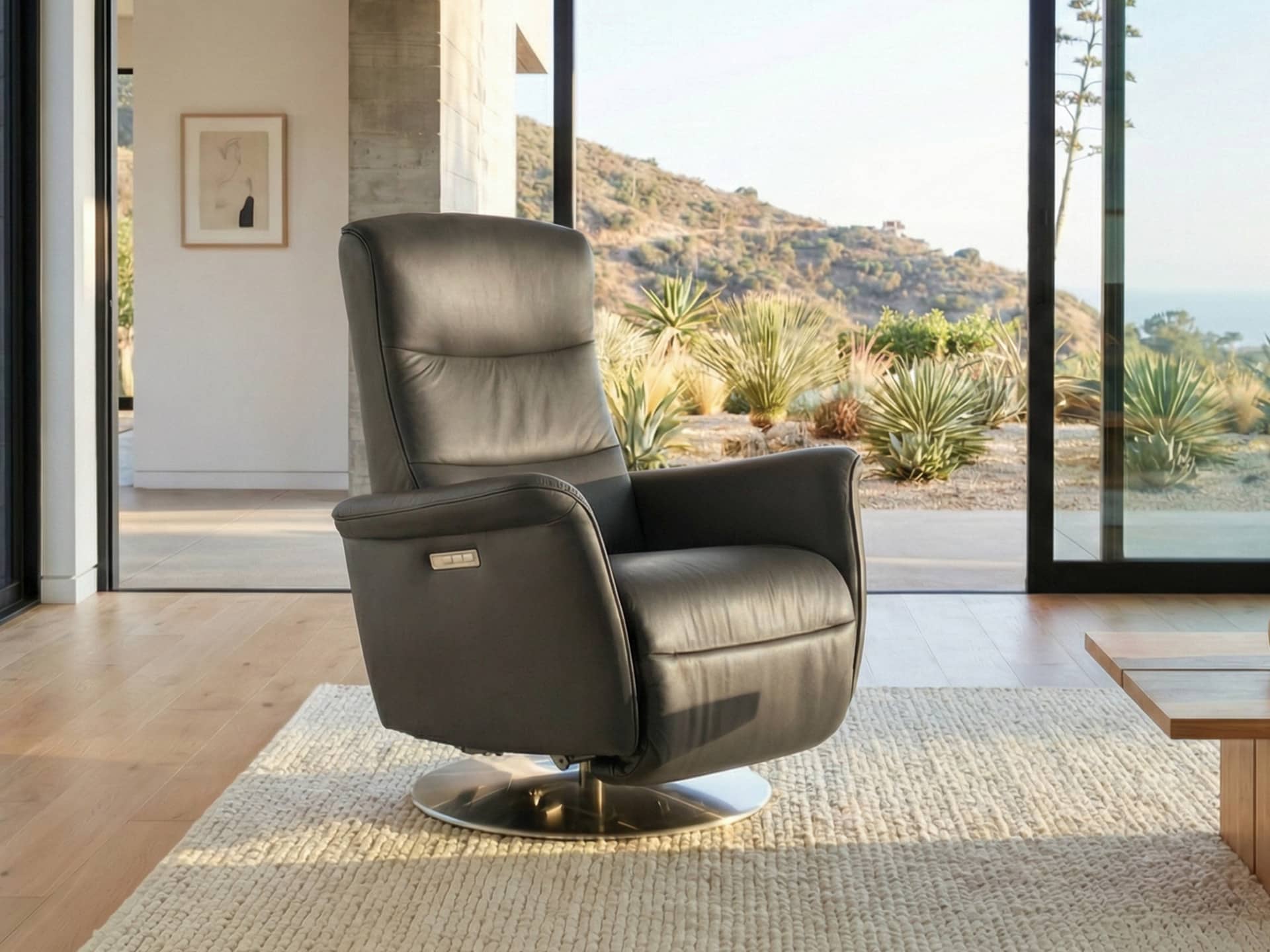 Stressless Mike Recliner Steel Moon Base Rock Paloma Leather
