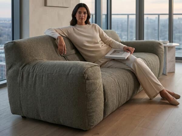 Natuzzi Italia Argo Sofa Mud Color Fabric - in use view