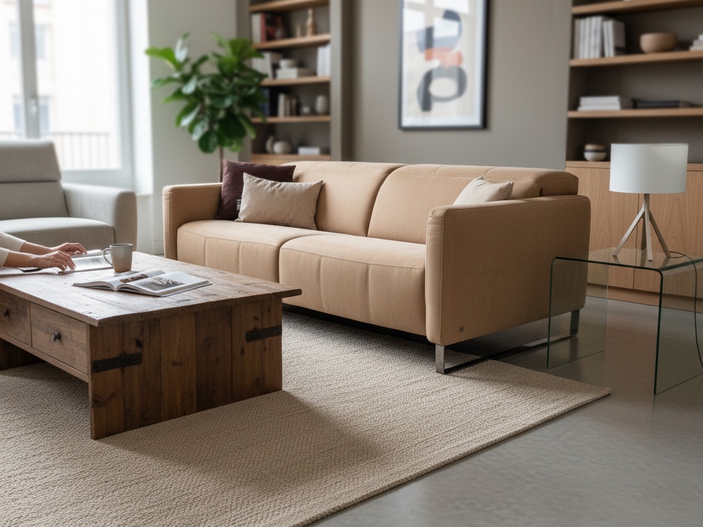 Natuzzi Italia Sophy Fabric Sofa Tan - contextual view