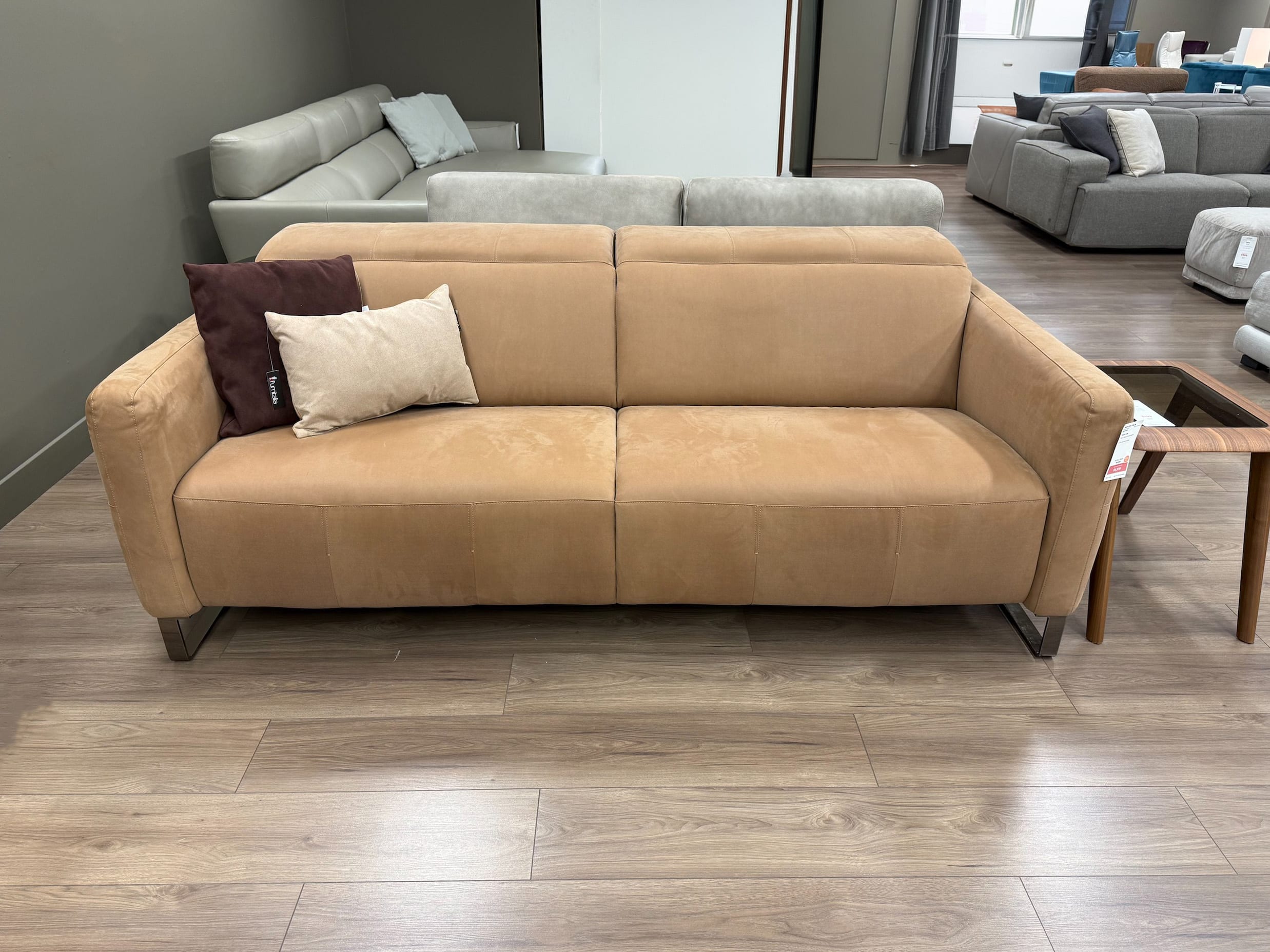 Natuzzi Italia Sophy Fabric Sofa Tan - showroom view 2