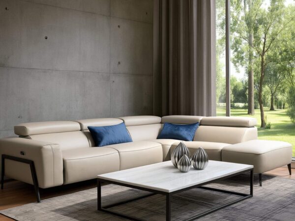 Estro Milano Claire R Power Sectional Dark Beige - Room view