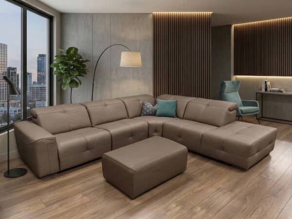 Estro Milano - Milano 4pc Leather Power Sectional Mud - room view