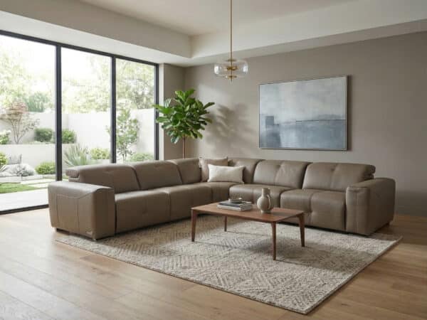 Estro Milano - Milano 5pc Leather Power Sectional Mud - room view