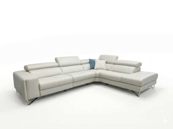 Estro Milano - Verso Leather Power Sectional Pearl Grey - studio view
