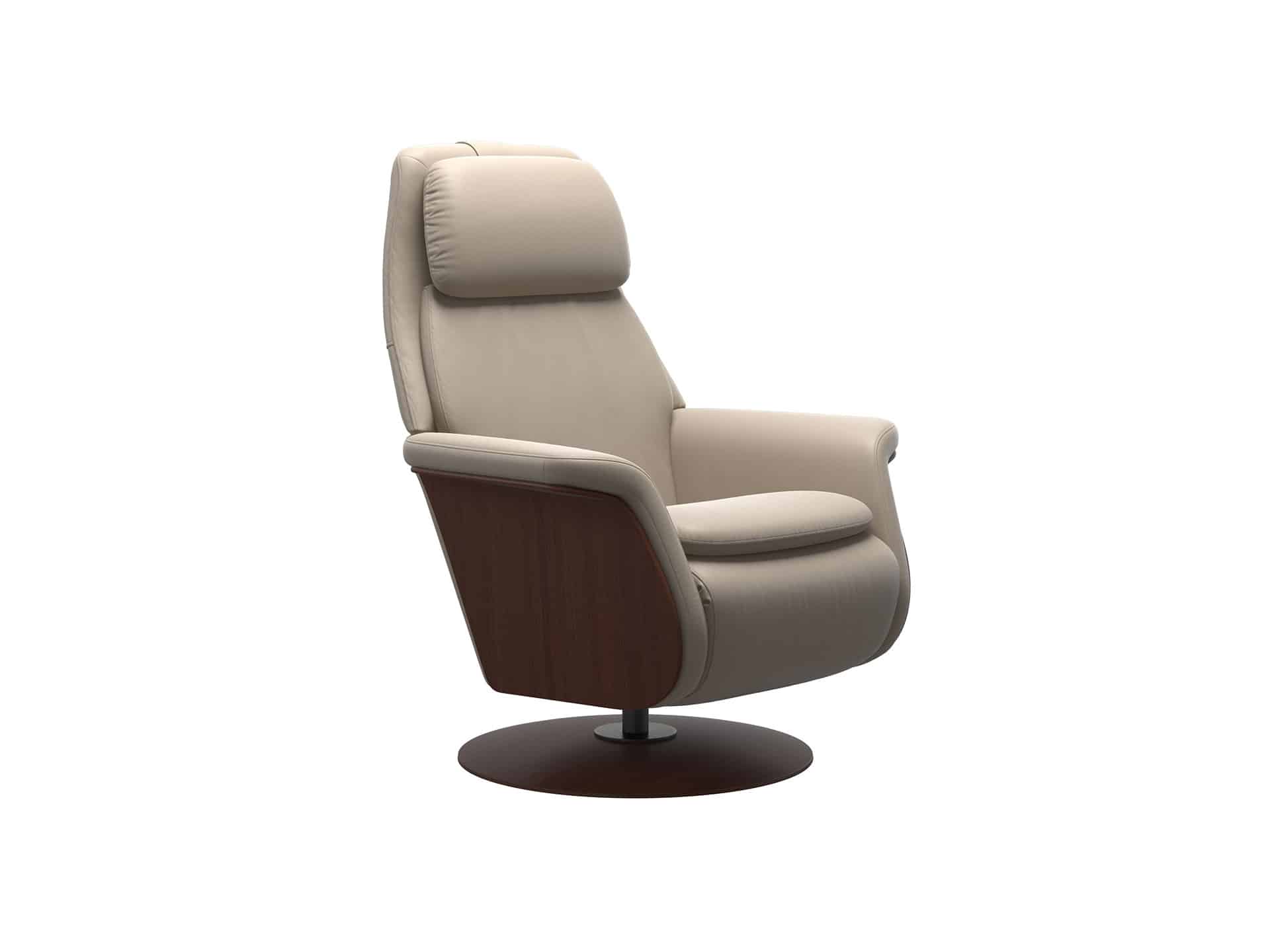 Stressless Sam Power Recliner with Walnut Base and Fog Paloma Leather