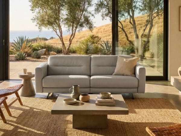 Stressless Stella Loveseat 2-seat sofa Silver Grey Paloma Leather Matte Black Metal Feet