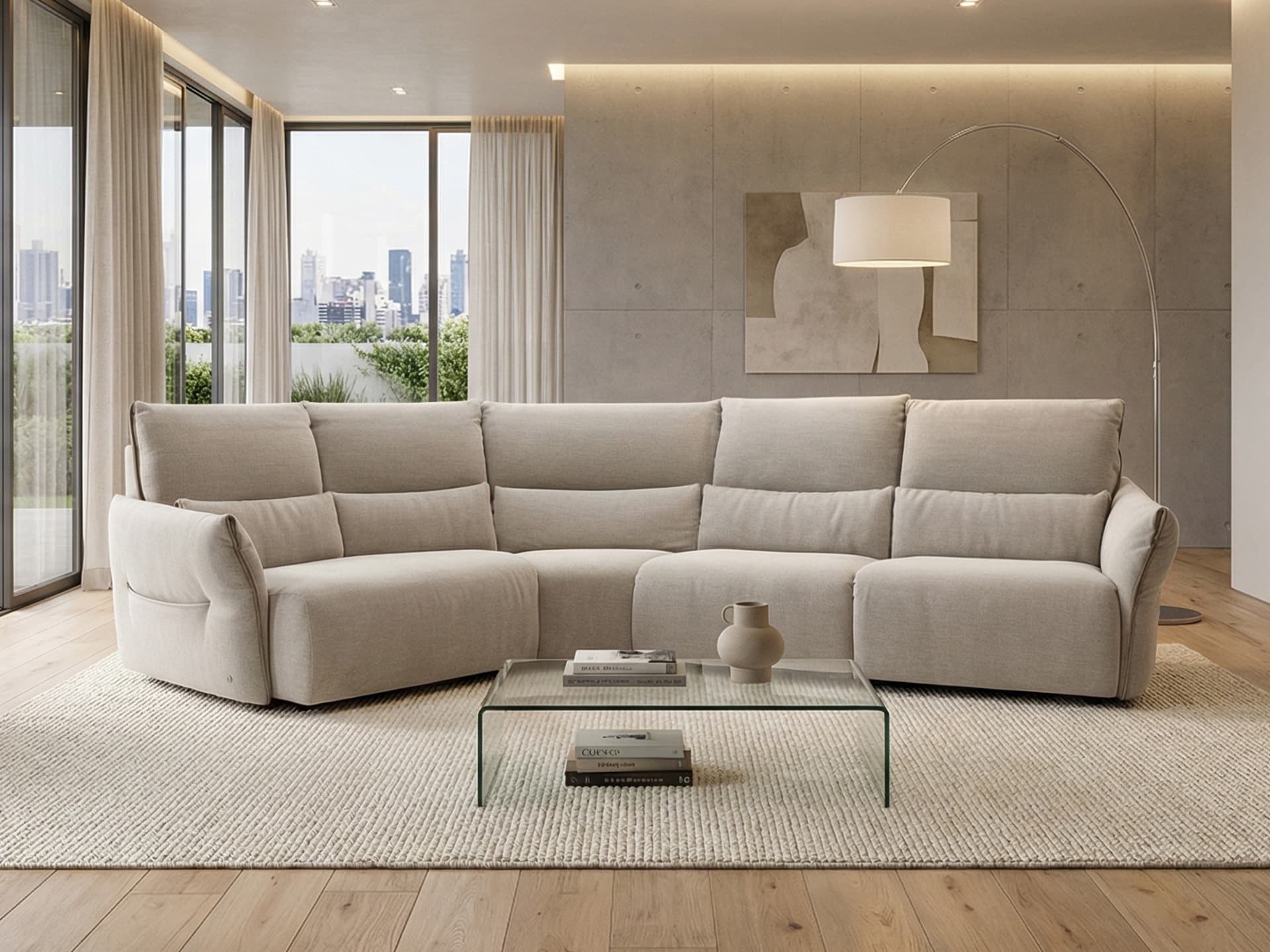 Natuzzi Italia Wellbe 4pc Power Sectional Tan