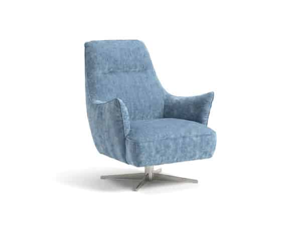 Natuzzi Editions Calma C056 Swivel Armchair Blue Avion Fabric